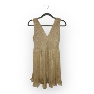 Bei Bella Gold Metallic Sleeveless Mini Dress Cocktail Evening Party Medium